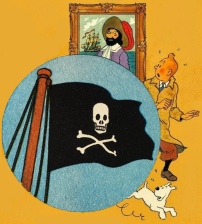 Titn Tin con bandiera dei pirati con sfondo uniforme